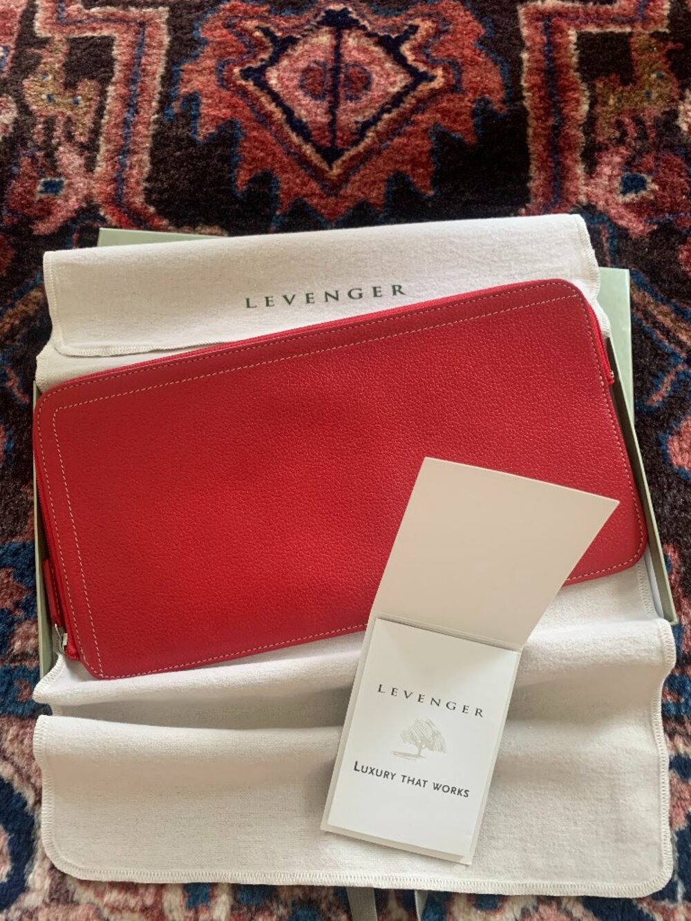 Levenger Leather Passport/Ticket Holder—Red